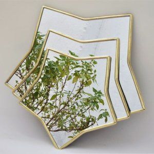 shine Bright Handmade Brass Wall Star Mirror, set